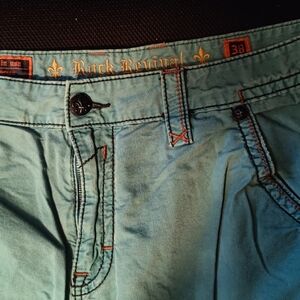 Rock Revival Men's Shorts Size 38 Teal/Burnt Orange